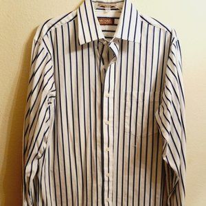 Michael Kors Mens Striped button up Shirt 16 36/37 Large , blue & white